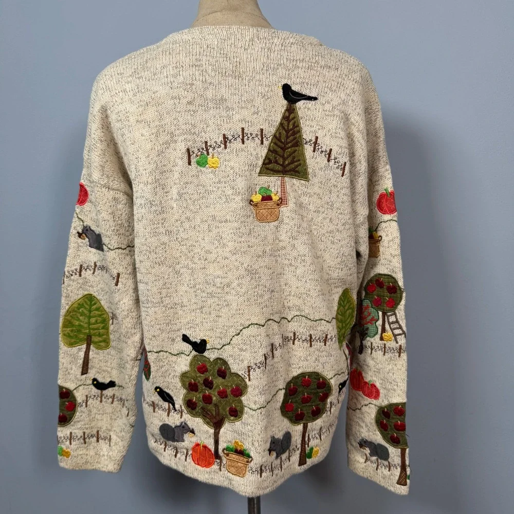 VTG Philip Jane Gordon Women M Cardigan Design Option Fall Apple Orchard Pumpkin
